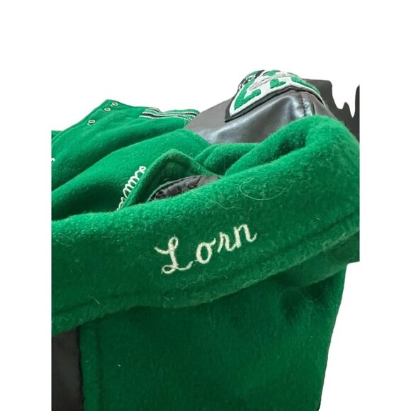 Dilly Letter Jacket Women's Varsity Jacket Green Size XS Quilted Pharr Stahhp - Picture 10 of 12